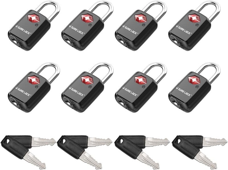 SURE LOCK TSA Approved Luggage Locks Mini Size Lock with Keys for Travel, Zinc Alloy Body with Steel Shackle, Key Alike, Key Alike in The Same Package - Image 1